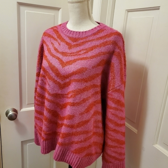 NINE West Zebra Print Chunky knit Sweater size XL, colorful - Picture 4 of 10